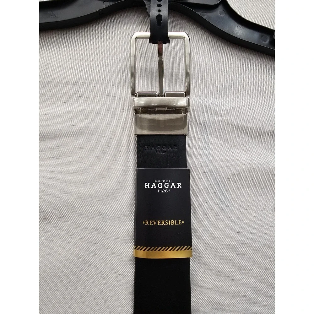 Haggar H26 Mens Reversible Belt Black Brown Silver‎ Buckle XL 42-44 11HH010015